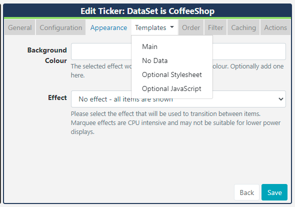 DataSet Ticker Template